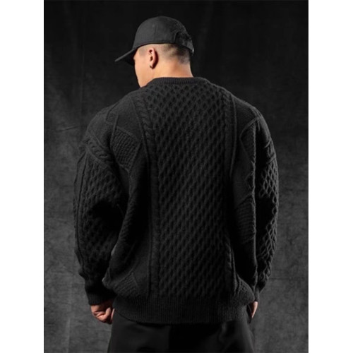 秋冬季特大碼麻花寬松針織衫男裝胖子圓領毛衣寬松加肥加大上衣 秋冬季特大碼麻花寬松針織衫男裝胖子圓領毛衣寬松加肥加大上衣