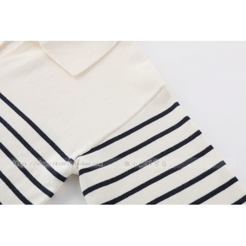 趙露思同款100%棉法式小衆polo領條紋針織毛衣女2025春秋裝新款潮 趙露思同款100%棉法式小衆polo領條紋針織毛衣女2025春秋裝新款潮