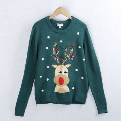 1843卡通毛衣 冬季圓領大碼細針織百搭顯瘦長袖毛針織衫女裝