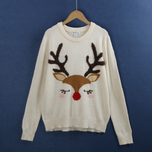 1843卡通毛衣 冬季圓領大碼細針織百搭顯瘦長袖毛針織衫女裝