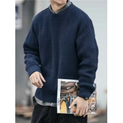 毛衣男士冬季寬松慵懶風日系復古線衣外套加厚簡約內搭打底針織衫