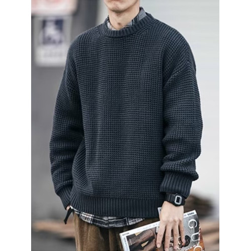 毛衣男士冬季寬松慵懶風日系復古線衣外套加厚簡約內搭打底針織衫 毛衣男士冬季寬松慵懶風日系復古線衣外套加厚簡約內搭打底針織衫