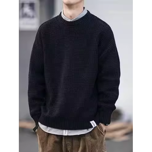 毛衣男士冬季寬松慵懶風日系復古線衣外套加厚簡約內搭打底針織衫 毛衣男士冬季寬松慵懶風日系復古線衣外套加厚簡約內搭打底針織衫