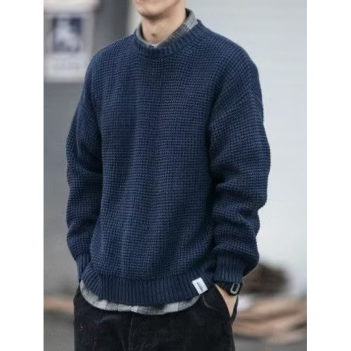 毛衣男士冬季寬松慵懶風日系復古線衣外套加厚簡約內搭打底針織衫 毛衣男士冬季寬松慵懶風日系復古線衣外套加厚簡約內搭打底針織衫