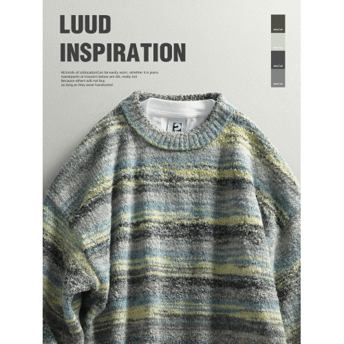 LUUD 撞色多巴胺撞色條紋針織羊毛衫重磅地中海風落肩微濶毛線衣 LUUD 撞色多巴胺撞色條紋針織羊毛衫重磅地中海風落肩微濶毛線衣