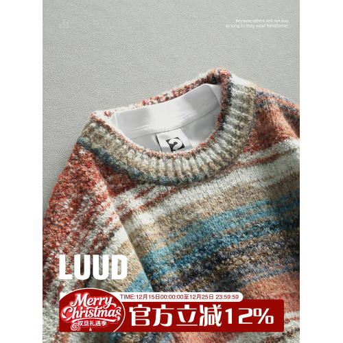 LUUD 撞色多巴胺撞色條紋針織羊毛衫重磅地中海風落肩微濶毛線衣 LUUD 撞色多巴胺撞色條紋針織羊毛衫重磅地中海風落肩微濶毛線衣