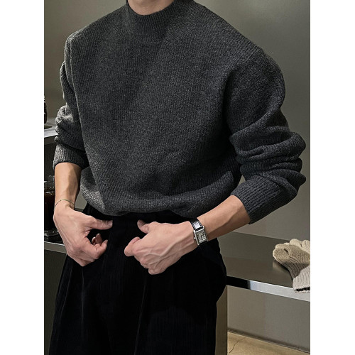 SSUMENAM「韓系簡約 半高領」秋冬季針織毛衣男寬松休閒打底衫 SSUMENAM「韓系簡約 半高領」秋冬季針織毛衣男寬松休閒打底衫