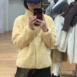 日單秋冬女裝長絨搖粒絨茄克長袖開衫立領保暖外套428330 439138