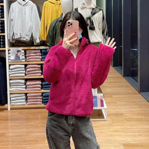 日單秋冬女裝長絨搖粒絨茄克長袖開衫立領保暖外套428330 439138 日單秋冬女裝長絨搖粒絨茄克長袖開衫立領保暖外套428330 439138