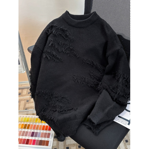 潮牌破壞慵懶風小衆毛衣寬松高級感秋冬季男士美式設計感針織外套 潮牌破壞慵懶風小衆毛衣寬松高級感秋冬季男士美式設計感針織外套