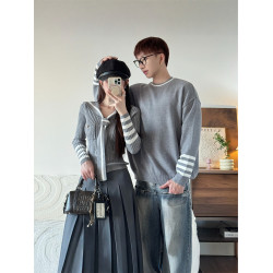 情侶裝秋冬2025新款ins法式復古學院風毛衣韓版顯瘦海軍領針織衫