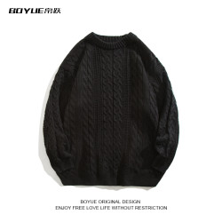 BOYUE帛躍麻花毛衣保暖港風慵懶風日系復古針織衫上衣2022新款潮