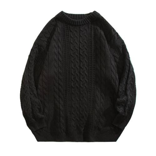 BOYUE帛躍麻花毛衣保暖港風慵懶風日系復古針織衫上衣2022新款潮