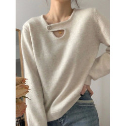 浣熊絨套頭毛衣女春秋季設計感小衆慵懶風加厚內搭打底針織衫上衣