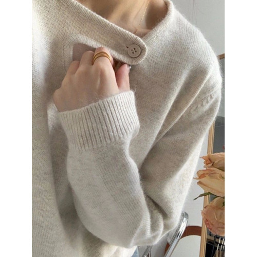 浣熊絨套頭毛衣女春秋季設計感小衆慵懶風加厚內搭打底針織衫上衣