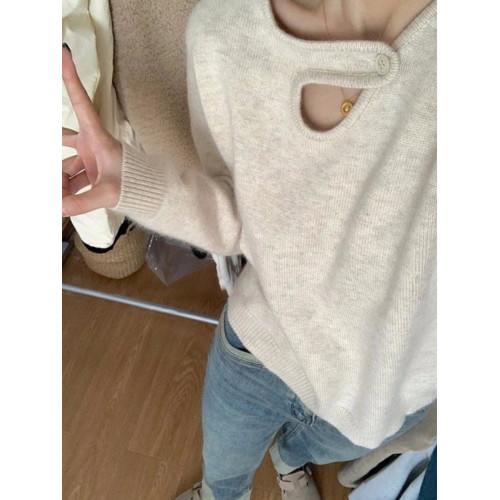 浣熊絨套頭毛衣女春秋季設計感小衆慵懶風加厚內搭打底針織衫上衣