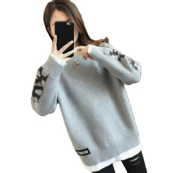 中長款假兩件毛衣女2025秋冬新款爆款寬松時尚加厚針織打底衫冬季