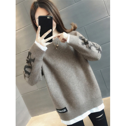 中長款假兩件毛衣女2025秋冬新款爆款寬松時尚加厚針織打底衫冬季 中長款假兩件毛衣女2025秋冬新款爆款寬松時尚加厚針織打底衫冬季