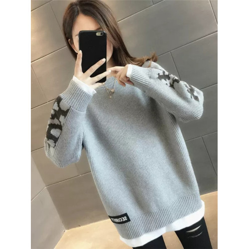 中長款假兩件毛衣女2025秋冬新款爆款寬松時尚加厚針織打底衫冬季 中長款假兩件毛衣女2025秋冬新款爆款寬松時尚加厚針織打底衫冬季