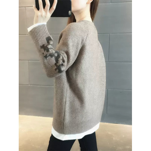 中長款假兩件毛衣女2025秋冬新款爆款寬松時尚加厚針織打底衫冬季 中長款假兩件毛衣女2025秋冬新款爆款寬松時尚加厚針織打底衫冬季