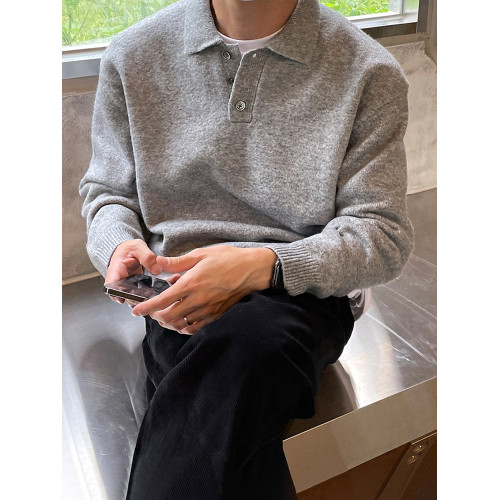 Bcvvlcvv polo領毛衣男秋冬季韓版潮流休閒長袖翻領針織衫高級感