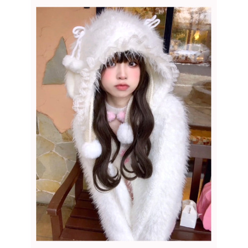 日牌玉子屋原創*純情兔*手作白月光可愛耳朵厚保暖針織毛絨外套 日牌玉子屋原創*純情兔*手作白月光可愛耳朵厚保暖針織毛絨外套