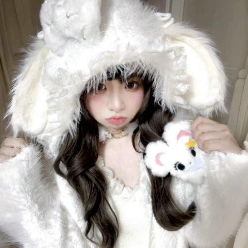 日牌玉子屋原創*純情兔*手作白月光可愛耳朵厚保暖針織毛絨外套 日牌玉子屋原創*純情兔*手作白月光可愛耳朵厚保暖針織毛絨外套