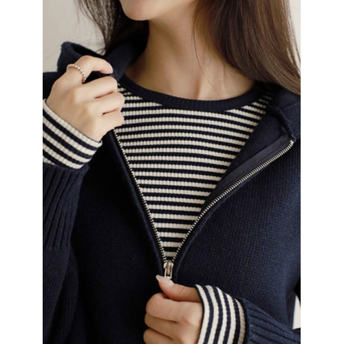 連帽毛衣厚外套女士秋冬2025新款休閒小香風爆款拉鍊針織開衫上衣