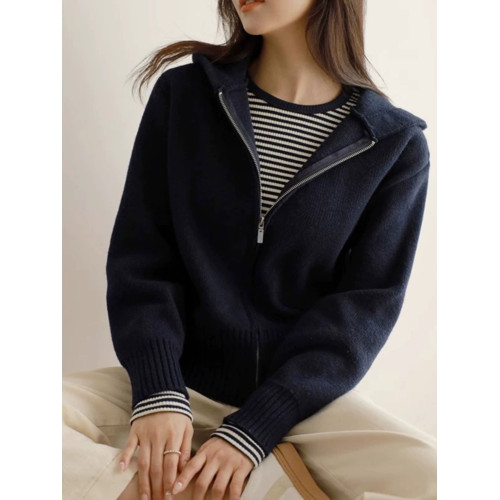 連帽毛衣厚外套女士秋冬2025新款休閒小香風爆款拉鍊針織開衫上衣