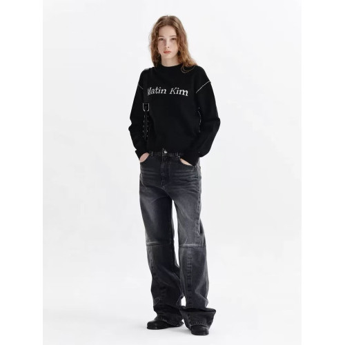 韓系matinkim 25秋冬休閒縫線寬松男女百搭針織圓領套頭毛衣 韓系matinkim 25秋冬休閒縫線寬松男女百搭針織圓領套頭毛衣