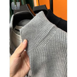 百搭純色拉鍊開衫男針織衫秋冬季爆款修身毛衣外套男立領半高外搭