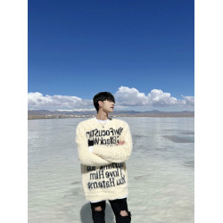 Mars美式潮牌字母提花圓領情侶毛衣秋冬小衆針織衫上衣網紅同款