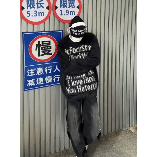 Mars美式潮牌字母提花圓領情侶毛衣秋冬小衆針織衫上衣網紅同款