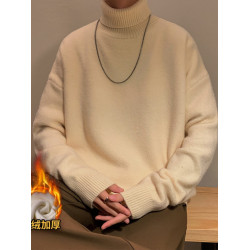 東北零下40度毛衣加絨加厚保暖白色高領針織衫男冬季抗寒情侶外套