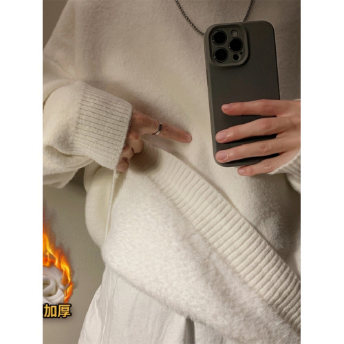 東北零下40度毛衣加絨加厚保暖白色高領針織衫男冬季抗寒情侶外套