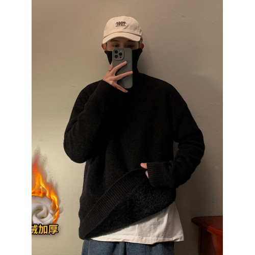 東北零下40度毛衣加絨加厚保暖白色高領針織衫男冬季抗寒情侶外套