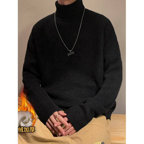 東北零下40度毛衣加絨加厚保暖白色高領針織衫男冬季抗寒情侶外套