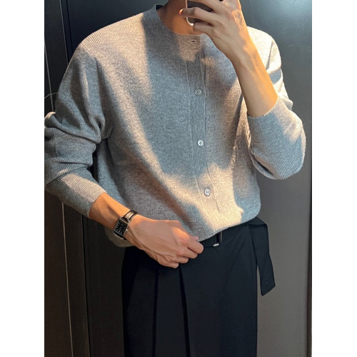 MRCYC針織衫開衫長袖T恤男士秋季韓系潮流高級感毛衣寬鬆休閒外套