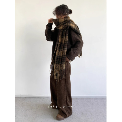 日系中性美拉德基礎款純色毛衣男女秋冬寬松高領百搭套頭針織上衣