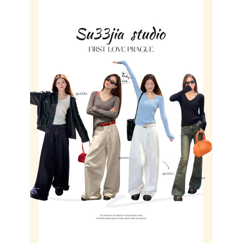 蘇三三 v領毛衣女秋冬高級感針織衫2025新款春秋外穿內搭打底上衣