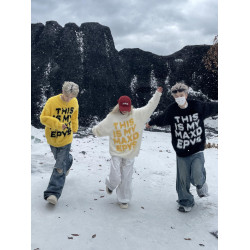 DAY NY原創2025美式復古字母水貂毛慵懶風毛衣情侶休閒針織衫外套