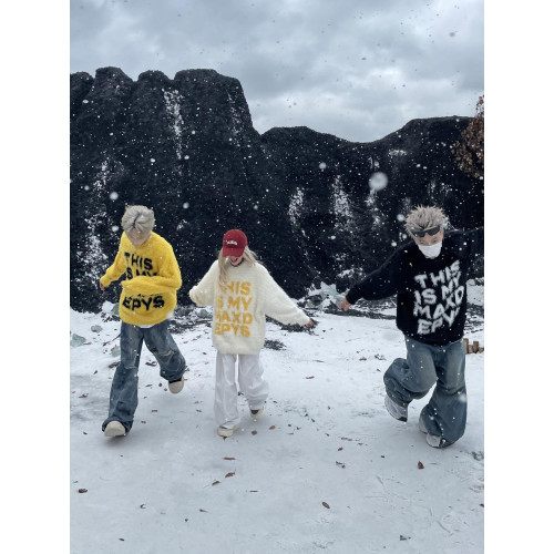 DAY NY原創2025美式復古字母水貂毛慵懶風毛衣情侶休閒針織衫外套