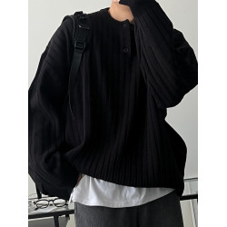 SSUMENAM「老錢新貴  亨利領」紋理毛衣男秋季寬松休閒長袖針織衫