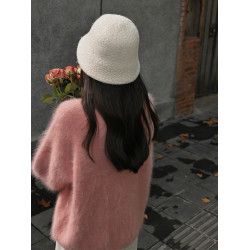 法式毛絨絨溫柔毛衣女2024冬季保暖新款氛圍感上衣粉色加厚針織衫