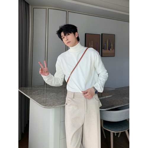 Hualun男式高領毛衣冬季內搭上衣男純色打底衫韓系情侶百搭針織衫