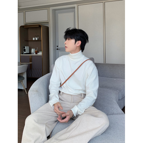 Hualun男式高領毛衣冬季內搭上衣男純色打底衫韓系情侶百搭針織衫