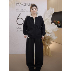 胖佳大碼女裝韓系圓領拉鍊毛衣外套女秋胖mm寬松顯瘦百搭針織開衫