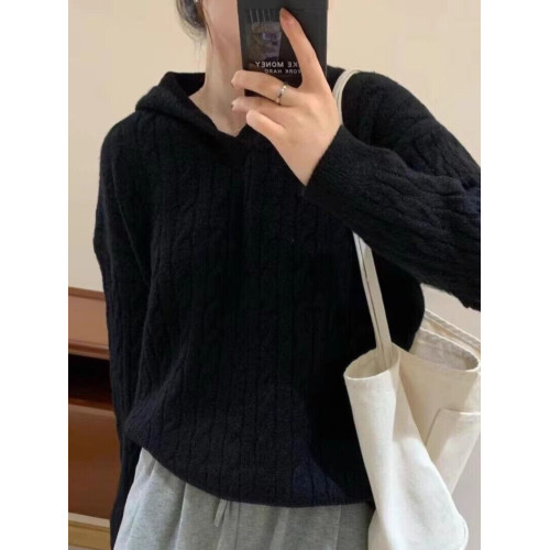 麻花毛衣女毛線衣秋冬2025款連帽日系洋氣慵懶寬松軟糯針織衫上衣 麻花毛衣女毛線衣秋冬2025款連帽日系洋氣慵懶寬松軟糯針織衫上衣