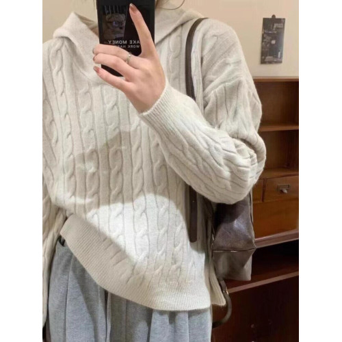 麻花毛衣女毛線衣秋冬2025款連帽日系洋氣慵懶寬松軟糯針織衫上衣 麻花毛衣女毛線衣秋冬2025款連帽日系洋氣慵懶寬松軟糯針織衫上衣