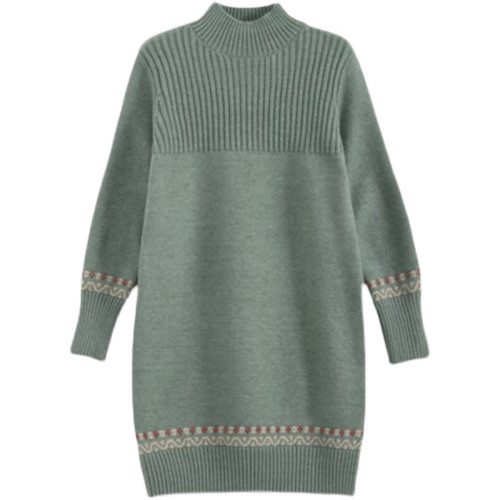 女士半高領羊毛打底衫加厚寬松套頭中長款顯瘦毛衣針織連衣裙上衣 女士半高領羊毛打底衫加厚寬松套頭中長款顯瘦毛衣針織連衣裙上衣